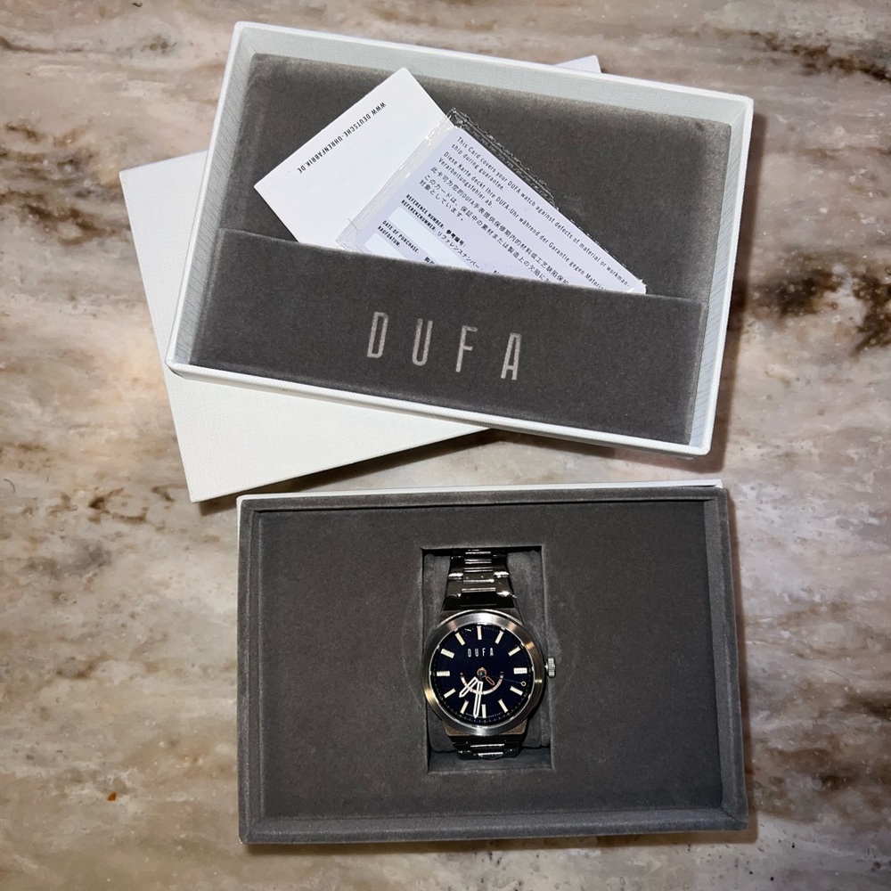 Stainless Steel Silver & Blue DUFA Günter Automatic Mans Watch - Brand New